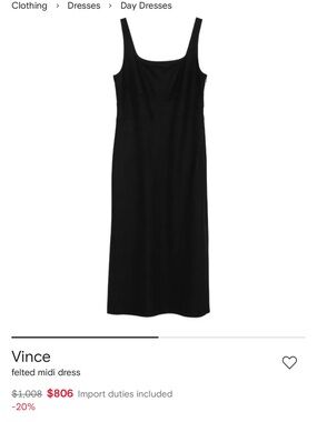 New! Vince Black Felted Midi Dress